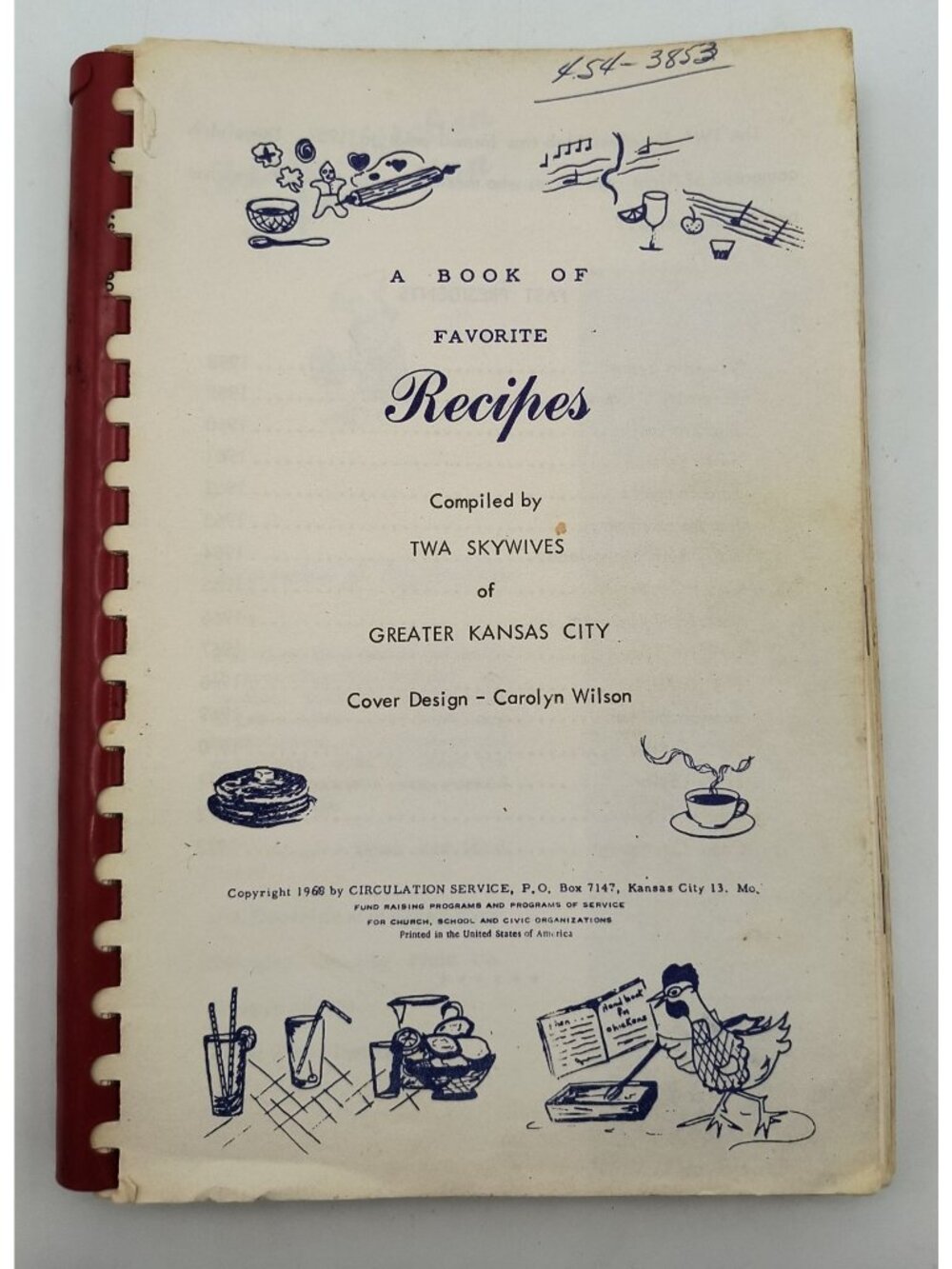 A Book Of Favorite Recipes By TWA Skywives Of Greater Kansas City 1968 Spiral